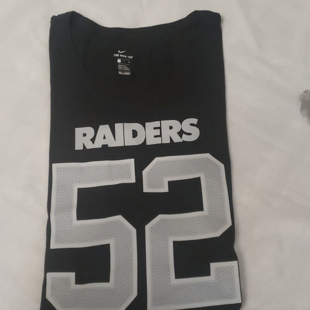 Nike Oakland Raiders Silver Black #52 Khalil Mack Tee Shirt Size Small New